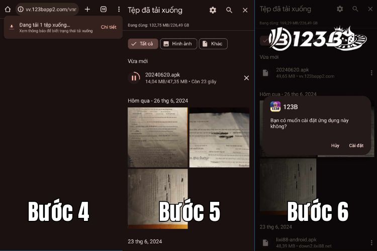 Các bước tiếp theo để thực hiện tải ứng dụng 123B trên Android