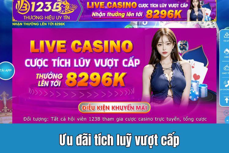 Live casino với cược tích luỹ vượt cấp để nhận ngay 8296K ưu đãi