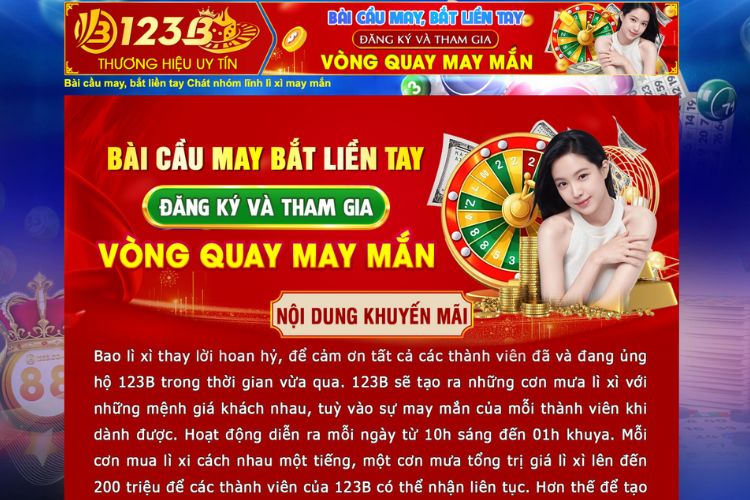 Bài cầu may mắn bắt ngay lì xì tại 123B khuyến mãi